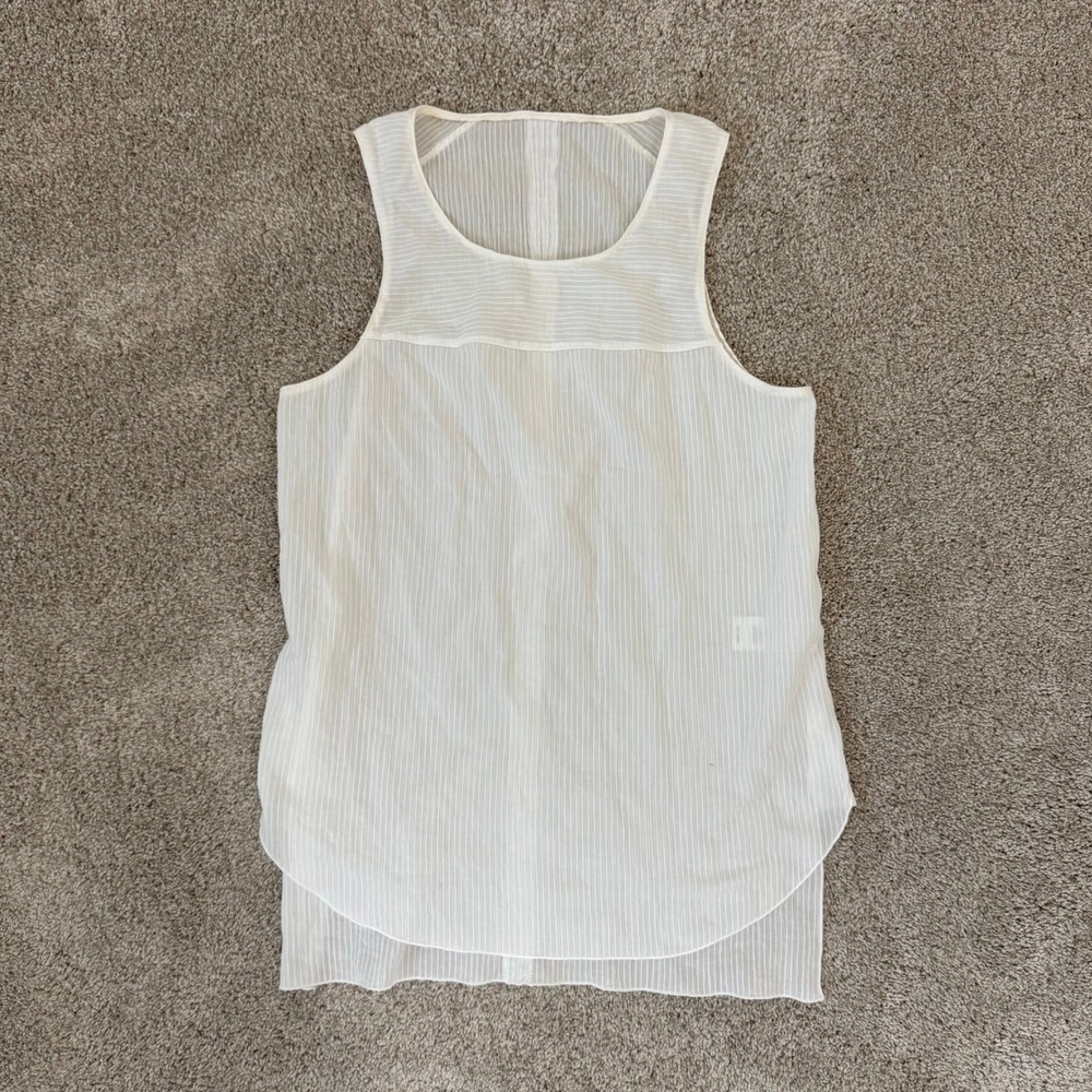 Rag & Bone White Striped Silk Sleeveless Tunic Tank Top‎ Small